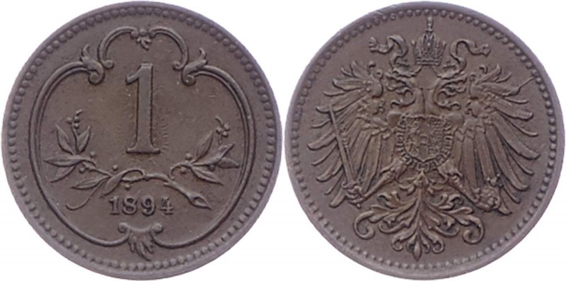 Franz Joseph I. 1848 - 1916
 1 Heller 1894 Wien. 1,66g. Fr. 2035 vz/stgl