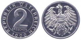2. Republik 1945 - heute
 2 Groschen 1990 Wien PP