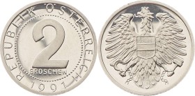 2. Republik 1945 - heute
 2 Groschen 1991 Wien PP