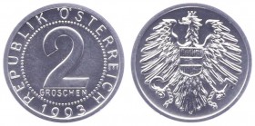 2. Republik 1945 - heute
 2 Groschen 1993 Wien hgh