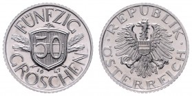 2. Republik 1945 - heute
 50 Groschen 1947 Wien. 1,32g. Her. 71 PP