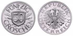 2. Republik 1945 - heute
 50 Groschen 1952 Wien. 1,32g. Her. 72 PP