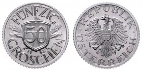2. Republik 1945 - heute
 50 Groschen 1955 Wien. 1,31g. Her. 73 PP
