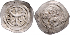 Salzburg - Erzbistum Mittelalter
Wladislaus von Schlesien 1265 - 1270 Friesacher Pfennig o. J. Friesach. 0,78g. Pr. 31 vz