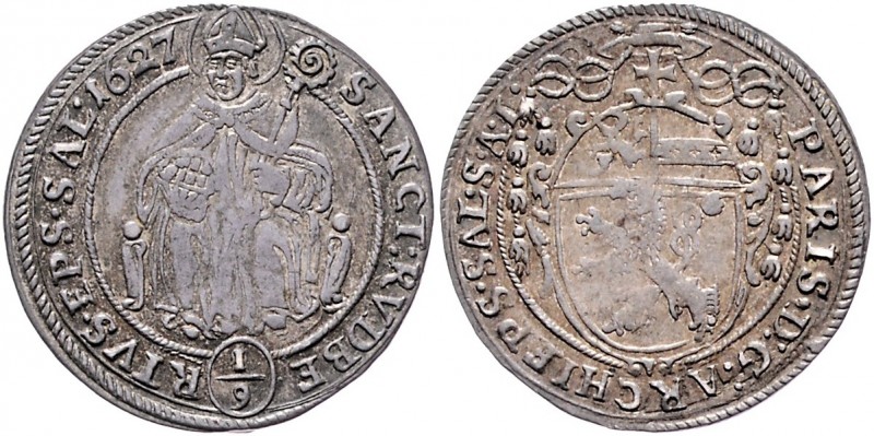 Salzburg - Erzbistum Paris Graf Lodron 1619 - 1653
1/9 Taler 1627 Salzburg. 3,1...