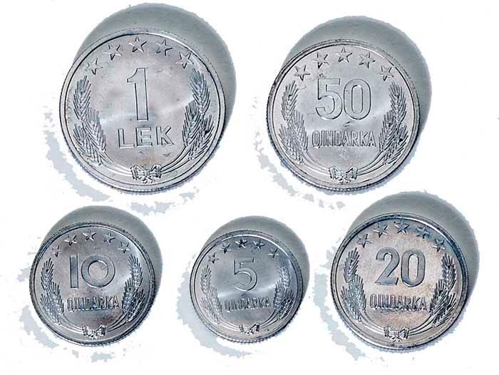 Albanien
 Lot 5 Stück 1964/69, von 5 Qindeka bis 1 Lek (Serie) stgl/EA