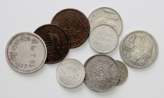 Asien
 Lot 9 Stück, ab 1868, diverse Silber + Kupfer Münzen, aus Tibet, China, Thailand, Ceylon, Yunnan, usw. ss - vz/stgl