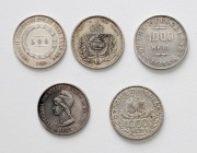 Brasilien
 Lot 5 Stück, 2x 500 Reis 1856/1867/1889, 2x 1000 Reis 1907/1913 A. ss/ss+
