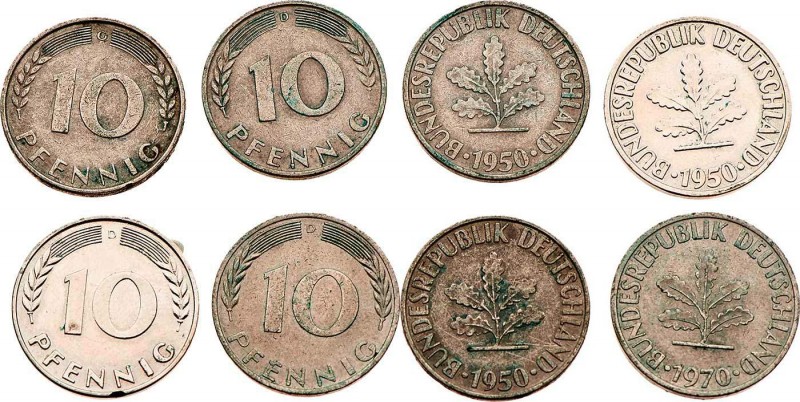 Deutschland Bundesrepublik - seit 1949
 Lot 4 Stück 2x 1950 und 1970 ohne Kupfe...