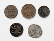 Spanische Niederlanden
 Lot 5 Stück, ab 1622 diverse Münzen in Cu und Silber ss/vz