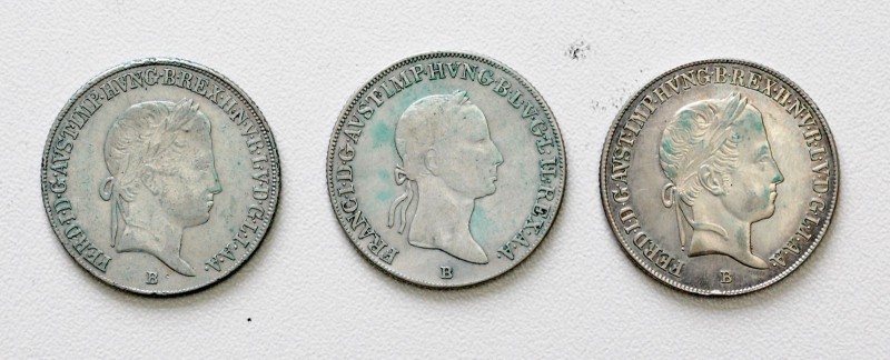 Kaisertum Österreich Ferdinand I. 1835 - 1848
 Lot 4 Stück, 20 Kreuzer 1835, 43...