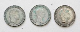 Kaisertum Österreich Ferdinand I. 1835 - 1848
 Lot 4 Stück, 20 Kreuzer 1835, 43,44,47, alle B für Kremnitz. ss - vz