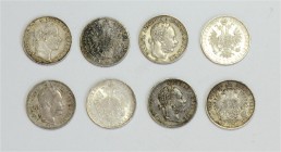 Kaisertum Österreich 1804 - 1918 Franz Joseph I. 1848 - 1916
 Lot 8 Stück diverse (Jahre) Gulden und Forint. ss