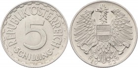 2. Republik 1945 - heute
 Lot 9 Stück 5 Schilling. 1952, a. 28mm, a. 2,3g, J. 457 ss/vz