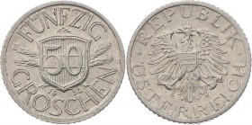 2. Republik 1945 - heute
 Lot 18 Stück 50 Groschen. 1946-1955, Lot 18 Stk., 22mm, 1,4g, J. 454. Wien vz