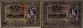 Aufdruck Deutschösterreich (altes Datum) 1920
 10.000 Kronen 1918, DÖ orange, zu Richter-187, K&K-146b II-