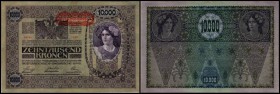 Aufdruck Deutschösterreich (altes Datum) 1920
 Lot 2 Stück, 10.000 Kronen 1918, Richter-190, K&K-149 III