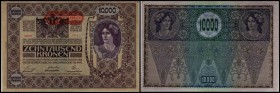 Aufdruck Deutschösterreich (altes Datum) 1920
 10.000 Kronen 1918, II. Auflage, Adler links von Krone, Richter-191b, K&K-150b II+