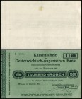 Aufdruck Deutschösterreich (altes Datum) 1920
 1000 Kronen 23.12.1921, Richter-200, K&K-C39a Kassenscheine „a vista„ II/III