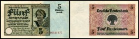 Österreich im III. Reich (1938/1945)
 5 Rentenmark 2.1.1926, KN 8-stellig braun, Richter-239b Deutsche Reichs- und Rentenbank I