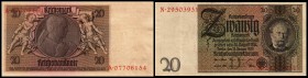 Österreich im III. Reich (1938/1945)
 20 RM 1929, Druck Vs 110 mm, Ser.D/N, zu Richter-244a, K&K-194a, Gr-181a Friedensdruck (ausgegeben ab 1931) I