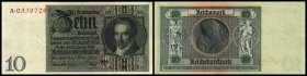 Österreich im III. Reich (1938/1945)
 Lot 3 Stück, 10 RM 1929, Ser.A(braun) C,F(rot) Richter-343b, K&K-194b, Gr-180c,F Kriegsdruck (ausgegeben ab 194...