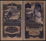 Österreichische Nationalbank (ab 1945)
 Lot 2 Stück, 10 Schilling 29.5.1945, Papier dick(I) und dünn(II) KN 5-stellig, Richter-266a, K&K-221a I/II