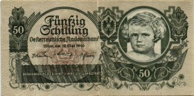 Österreichische Nationalbank (ab 1945)
 50 Schilling 29.5.1945, dunkler Druck, Richter-271a, K&K-226b II+