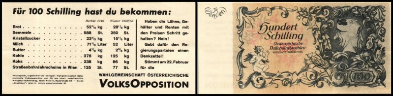 Österreichische Nationalbank (ab 1945)
 Lot 2 Stück 22.2.1953, 100 Schilling Wa...