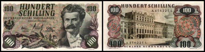 Österreichische Nationalbank (ab 1945)
 Lot 2 Stück, 100 Schilling 1.7.1960, Se...