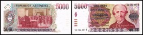 Währungsreform 1 neuer Peso = 100 alte Pesos
 5000 PArg. o.D.(1984/85) Ser.A) P-318a Provisorische Ausgabe (Überdruck) I