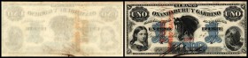 (Banco) Oxandaburu y Garvino
 1 Peso 2.1.1869/roter senkr. Aufdr. Banco Domingo, P-S1802, oben Randfl. I/II