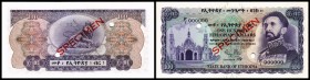 National Bank of Ethiopia
 100 Dollars o.D.(1961) SPECIMEN, F/1 Nullnummern, P-23a/s, 2 x gelocht I