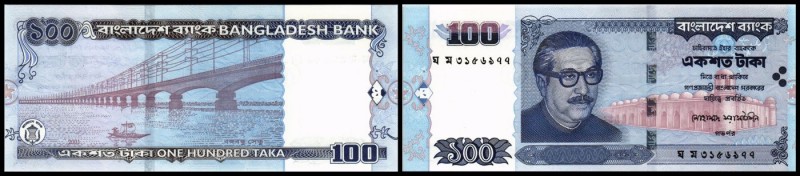 Bangladesh Bank
 100 Taka 2001/Sign. G7, Rahman links, P-37 I