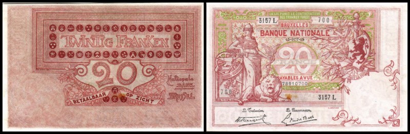 Königreich / Nationalbank
 20 Francs 13.10.1919, P-67 I/I-