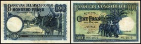 Banque du Congo Belge
 100 Francs 14.9.1949, P-17d, fleckig III-