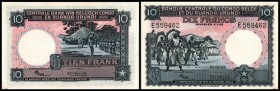 Banque Central du Congo Belge et du Ruanda Urundi
 10 Francs 31.8.1952, P-22, min. Randfleck II+