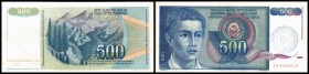 1. Provisorische Ausgabe / Narodna Bank
 500 Din. o.D.(1992) Stpl. 1 29 mm, blau (B-163b) P-1b Nummern in Klammer nach Spezialkatalog Borna Barac 200...