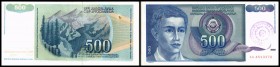 1. Provisorische Ausgabe / Narodna Bank
 500 Din. o.D.(1992) Stpl. 1 29mm, viol. (B-163b) P-1b Nummern in Klammer nach Spezialkatalog Borna Barac 200...