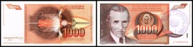 1. Provisorische Ausgabe / Narodna Bank
 1000 Din. o.D.(1992) Stpl. 1 49mm (B-164b) P-2b Nummern in Klammer nach Spezialkatalog Borna Barac 2002 I