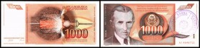1. Provisorische Ausgabe / Narodna Bank
 1000 Din. o.D.(1992) Stpl. 1 49mm BN-164b) P-2b Nummern in Klammer nach Spezialkatalog Borna Barac 2002 III