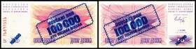 Rep. Nationalbank / Novcani Bon
 100.000 Din. 1.9.1993/10 Din.1992, Aufdruck blau (B-211) neu zu P-34a I
