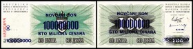 Rep. Nationalbank / Novcani Bon
 100 Mio.Din. 10.11.1993/100 Din. 1992 (B--) P-37, nicht ausgegeben I