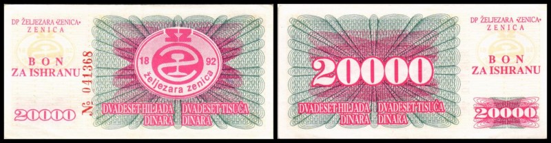 Fabriksemblem von 1892 im Oval
 20.000 Dinara o.D.(1992) „No„ (N geschwungen) F...