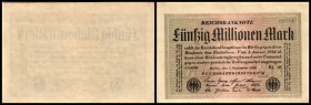 Weimarer Rep. - Reichsbank
 50 Mio.Mk 1.9.1923, KN 5-st., P-109, Ro-108g/123b I/II