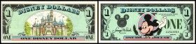 1 $ 1987/A, Mickey nach links, Burg, gültig Dinsneyland Prefix A = Anaheim, Disneyland, D = Disneyworld, Fla., T = Disney Store I
