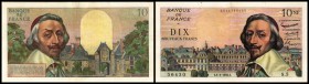 Währungsreform 1 Nouveau Franc = 100 alte Francs Reguläre Ausgabe
 10 Nfrancs 5.3.1959, P-142a, 1. Datum, gekl. Randeinriss II/III