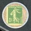 Briefmarkenkapselgeld
 Crédit Lyonnais, Alu, 5 Cent Säerin, P-Seite 56/1 II-