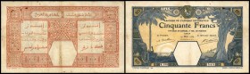 50 Francs 14.3.1929/Dakar(Senegal) P-9Bc, viele NSt., kl. Rostl. III/IV