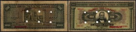 Königreich 1935-41 / Bank of Greece
 1000 Drachmen 15.10.1926, Neuausgabe gelocht, P-115(P-100a) IV